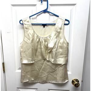 Talbots Cream Silk Blouse, Sleeveless, Ruffles, Womens Size 8, Office, Workwear